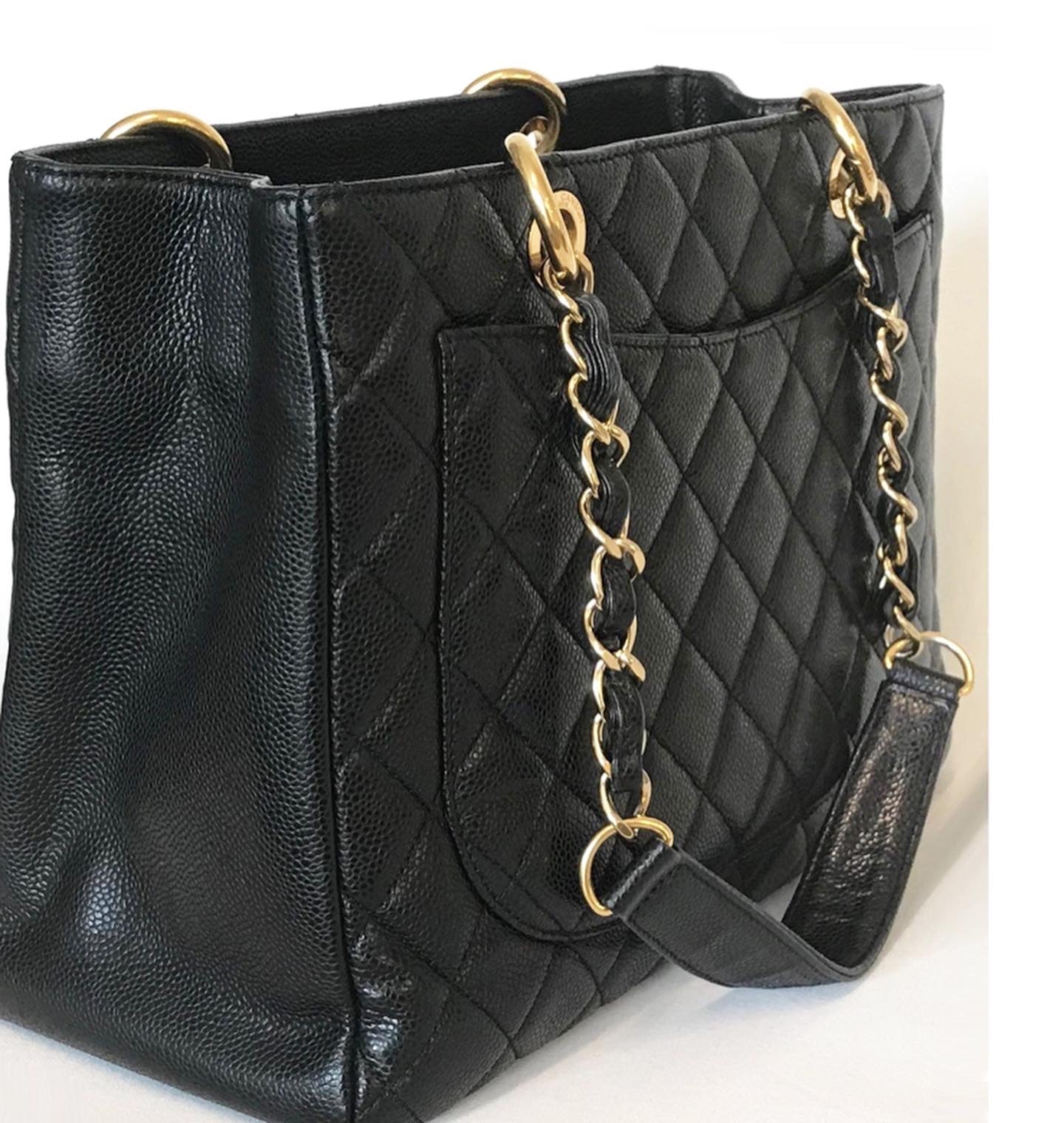 CHANEL CAVIAR QUILTED GRAND SHOPPING TOTE BAG-HS