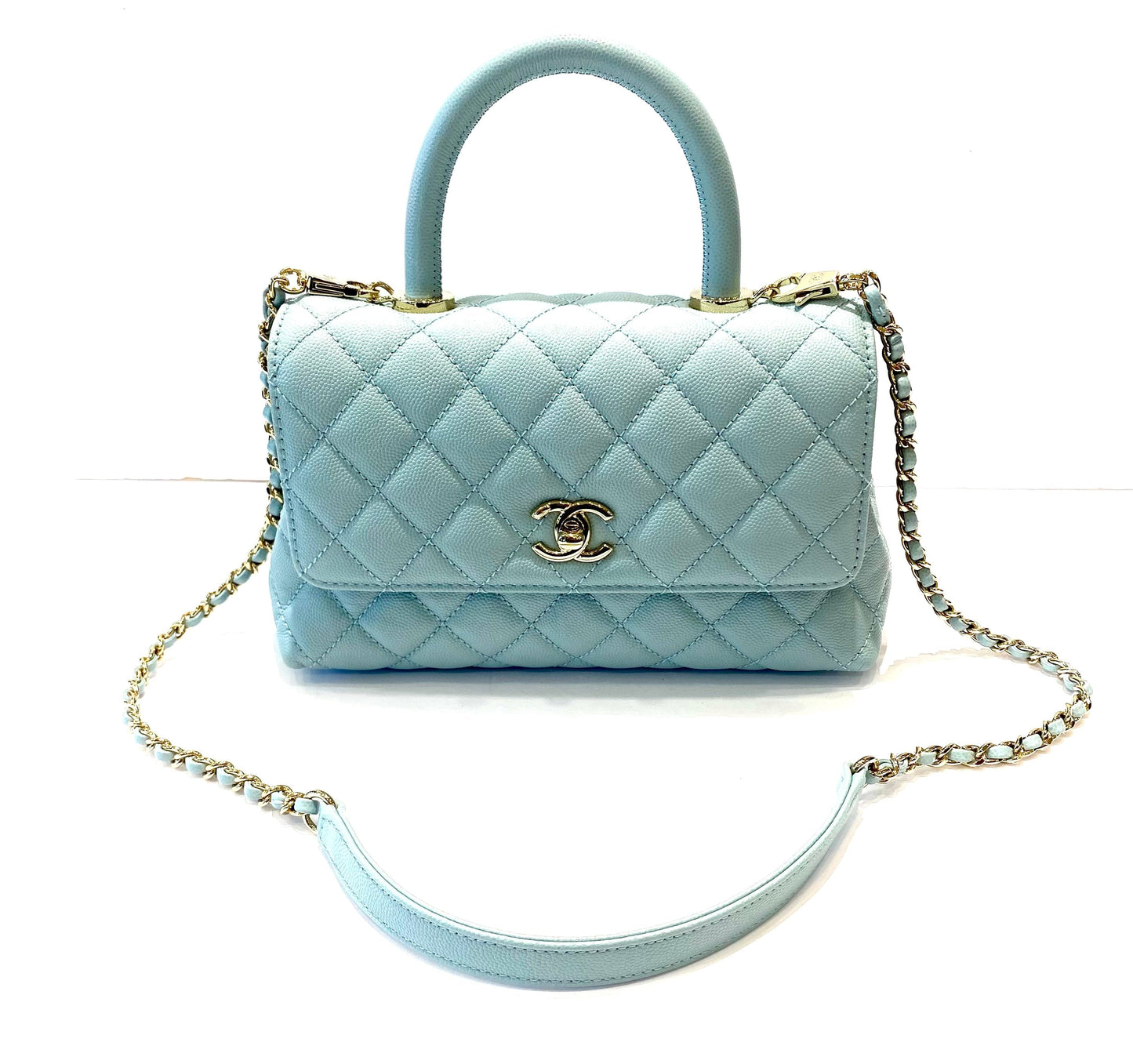 CHANEL CAVIAR QUILTED COCO HANDLE MINI FLAP BAG