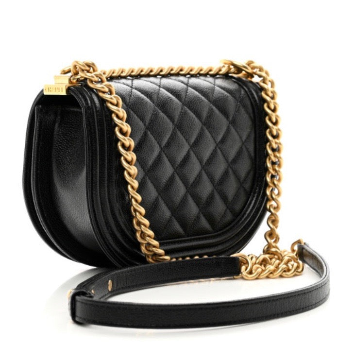 CHANEL CAVIAR QUILTED LEATHER SMALL BOY MESSENGER BAG