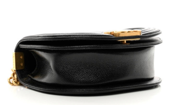 CHANEL CAVIAR QUILTED LEATHER SMALL BOY MESSENGER BAG