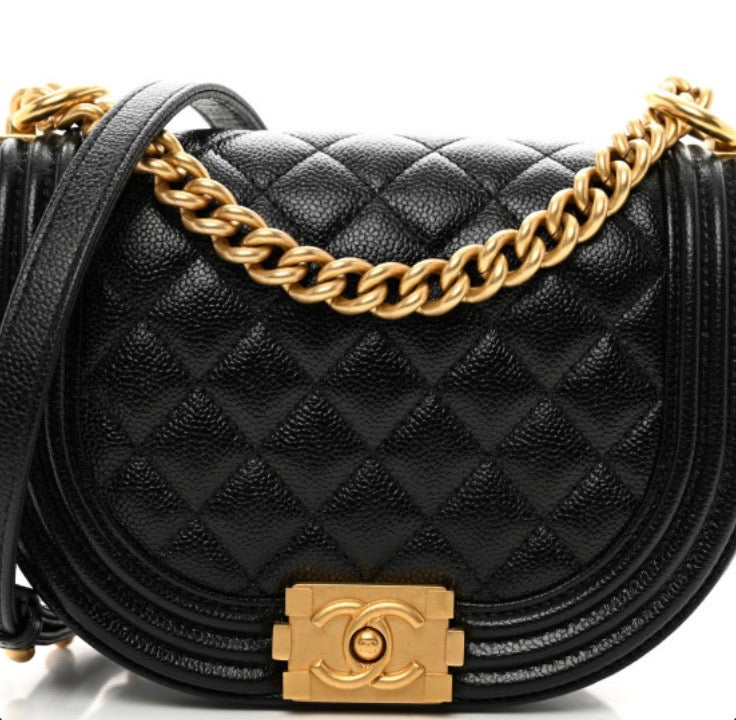 CHANEL CAVIAR QUILTED LEATHER SMALL BOY MESSENGER BAG