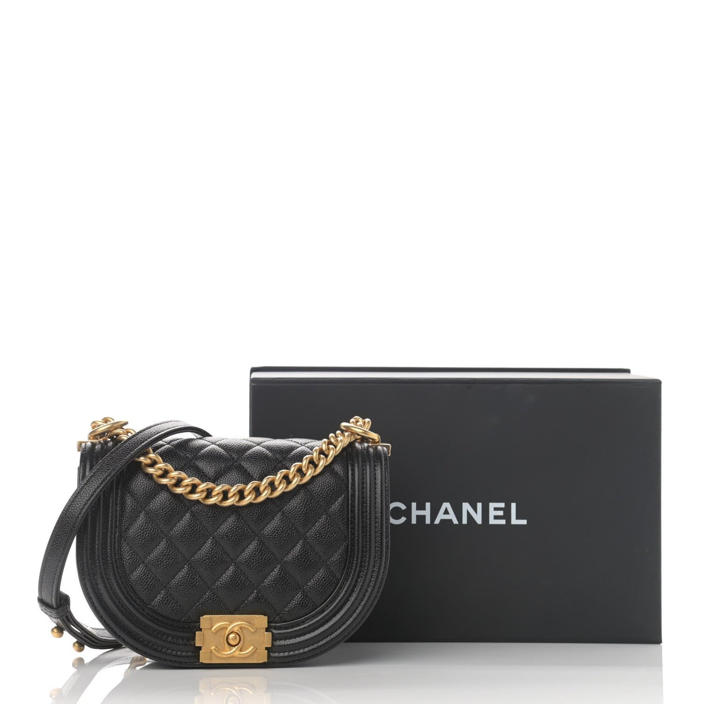CHANEL CAVIAR QUILTED LEATHER SMALL BOY MESSENGER BAG