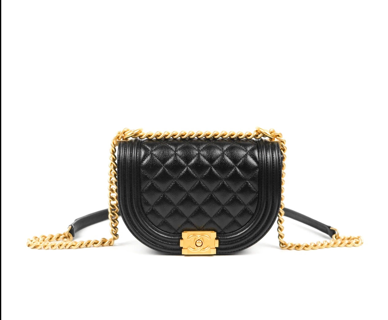 CHANEL CAVIAR QUILTED LEATHER SMALL BOY MESSENGER BAG