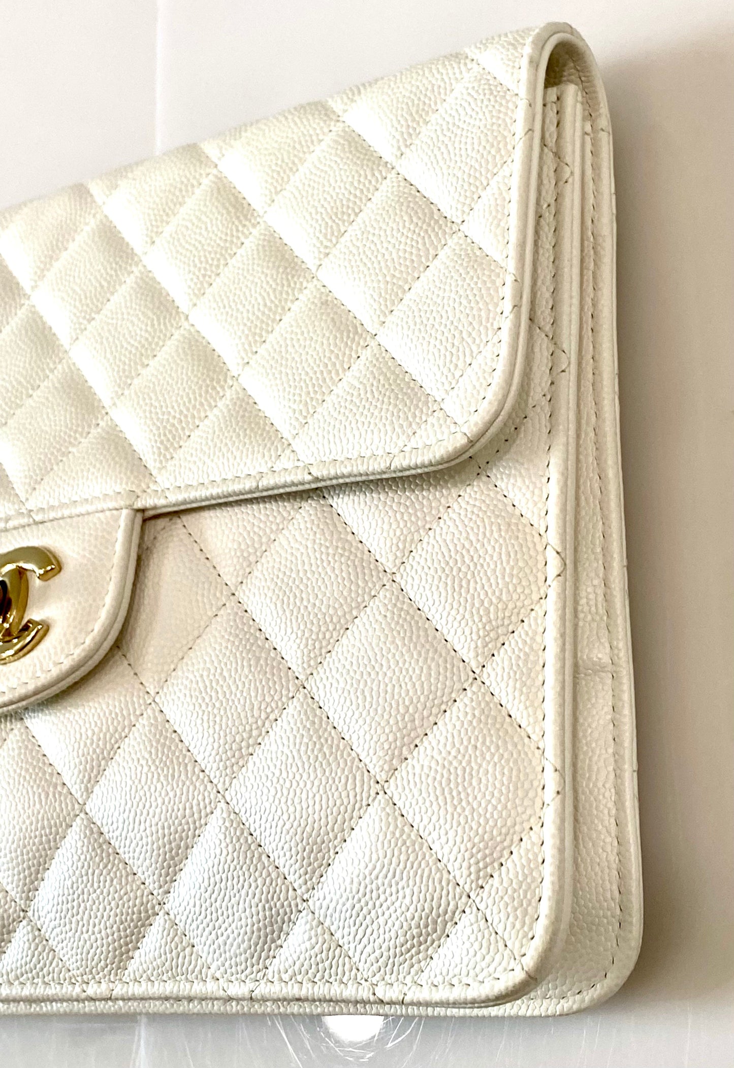 CHANEL CAVIAR QUILTED SQUARE FLAP CLUTCH BAG