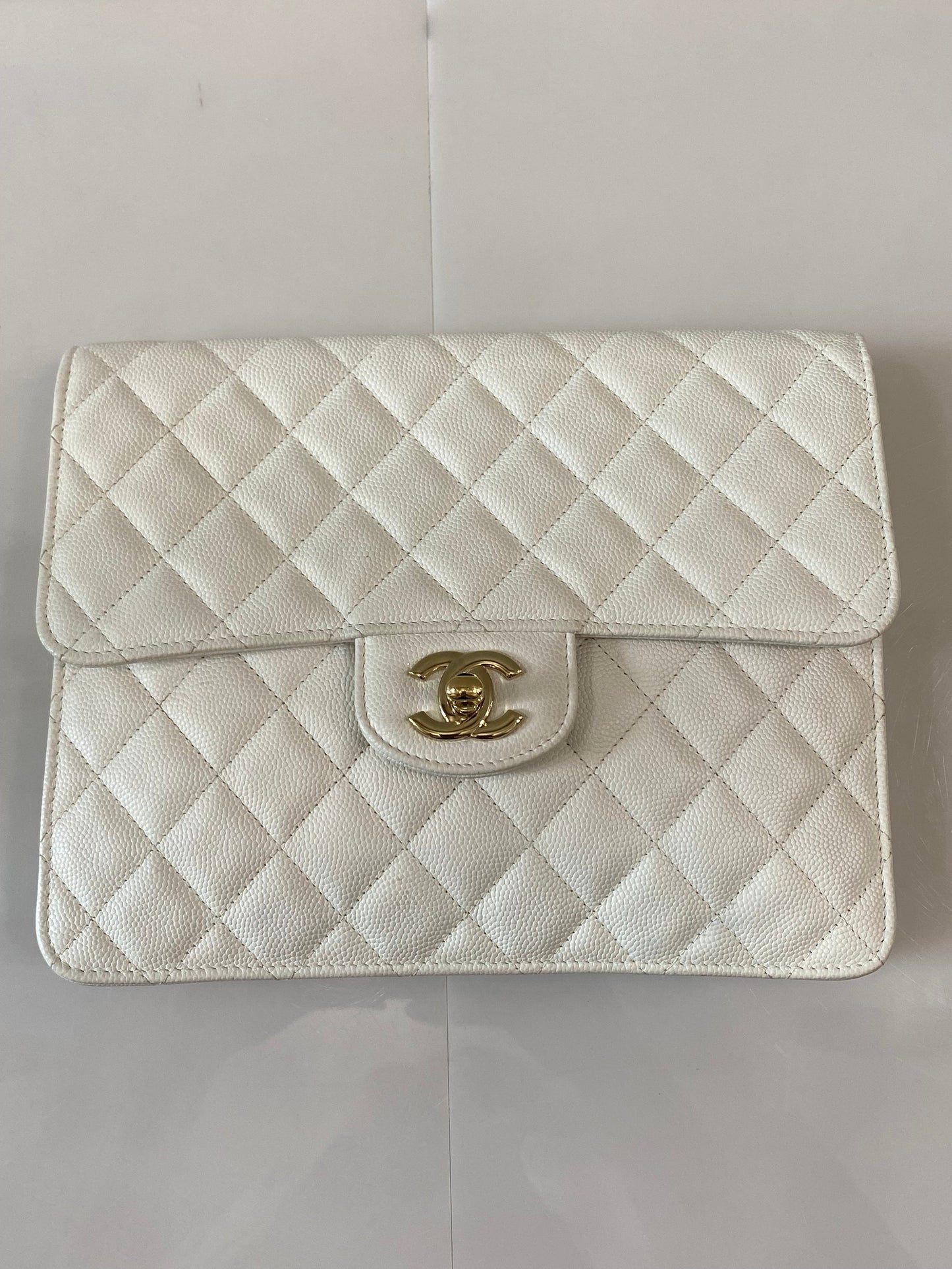 CHANEL CAVIAR QUILTED SQUARE FLAP CLUTCH BAG