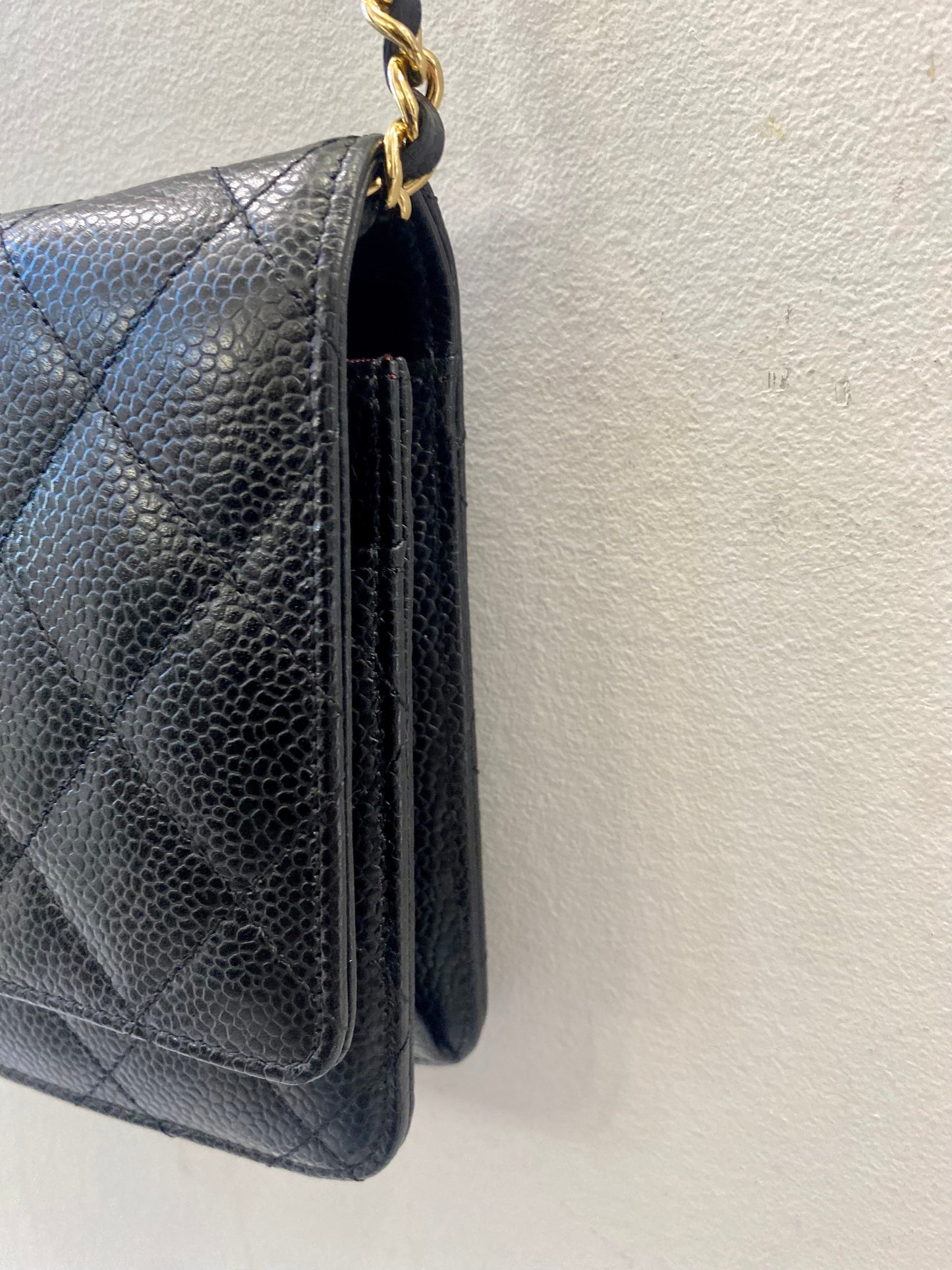 CHANEL CC CAVIAR QUILTED  WALLET ON A CHAIN