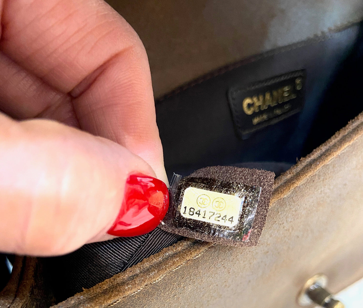CHANEL DISTRESSED NUBUCK QUILTED MED BOY FLAP BAG