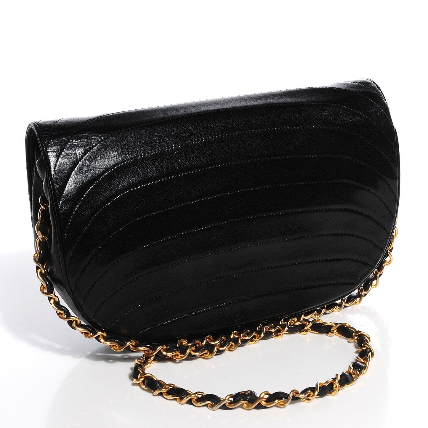 CHANEL LAMBSKIN LEATHER HALF MOON SHOULDER BAG