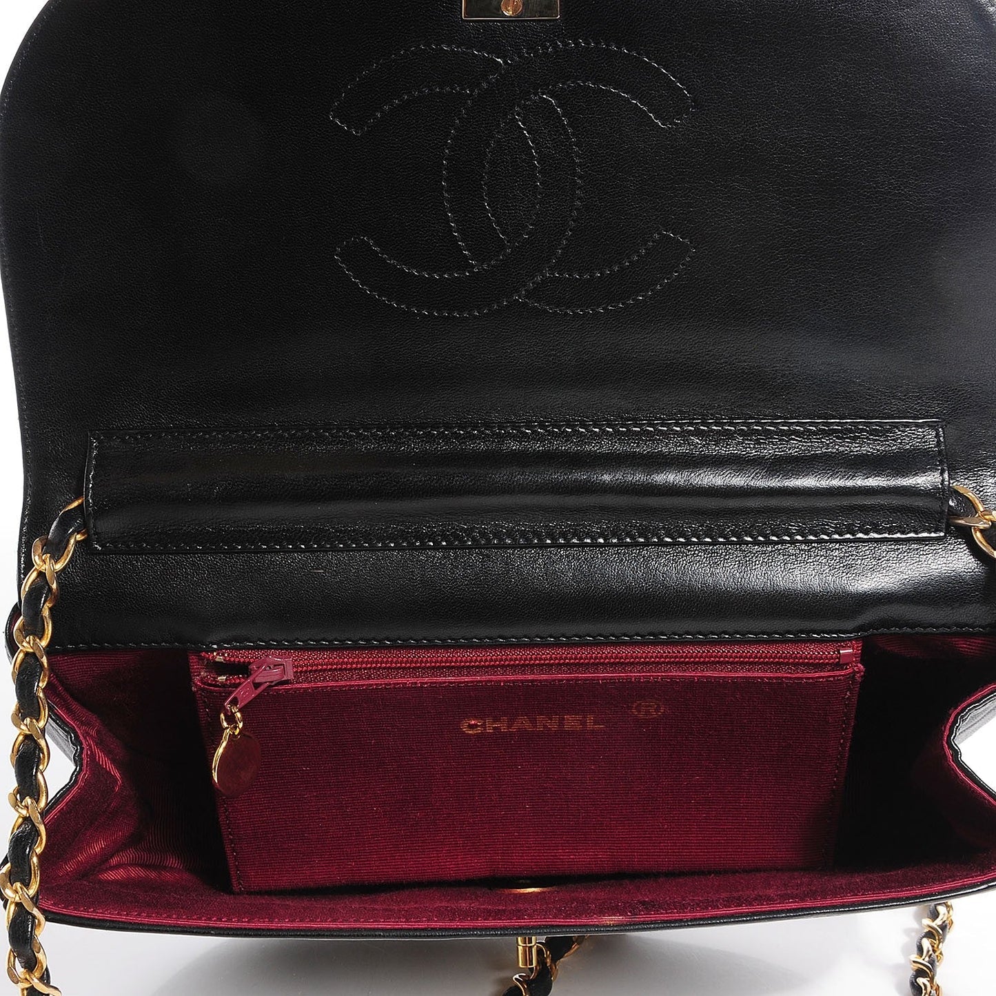 CHANEL LAMBSKIN LEATHER HALF MOON SHOULDER BAG
