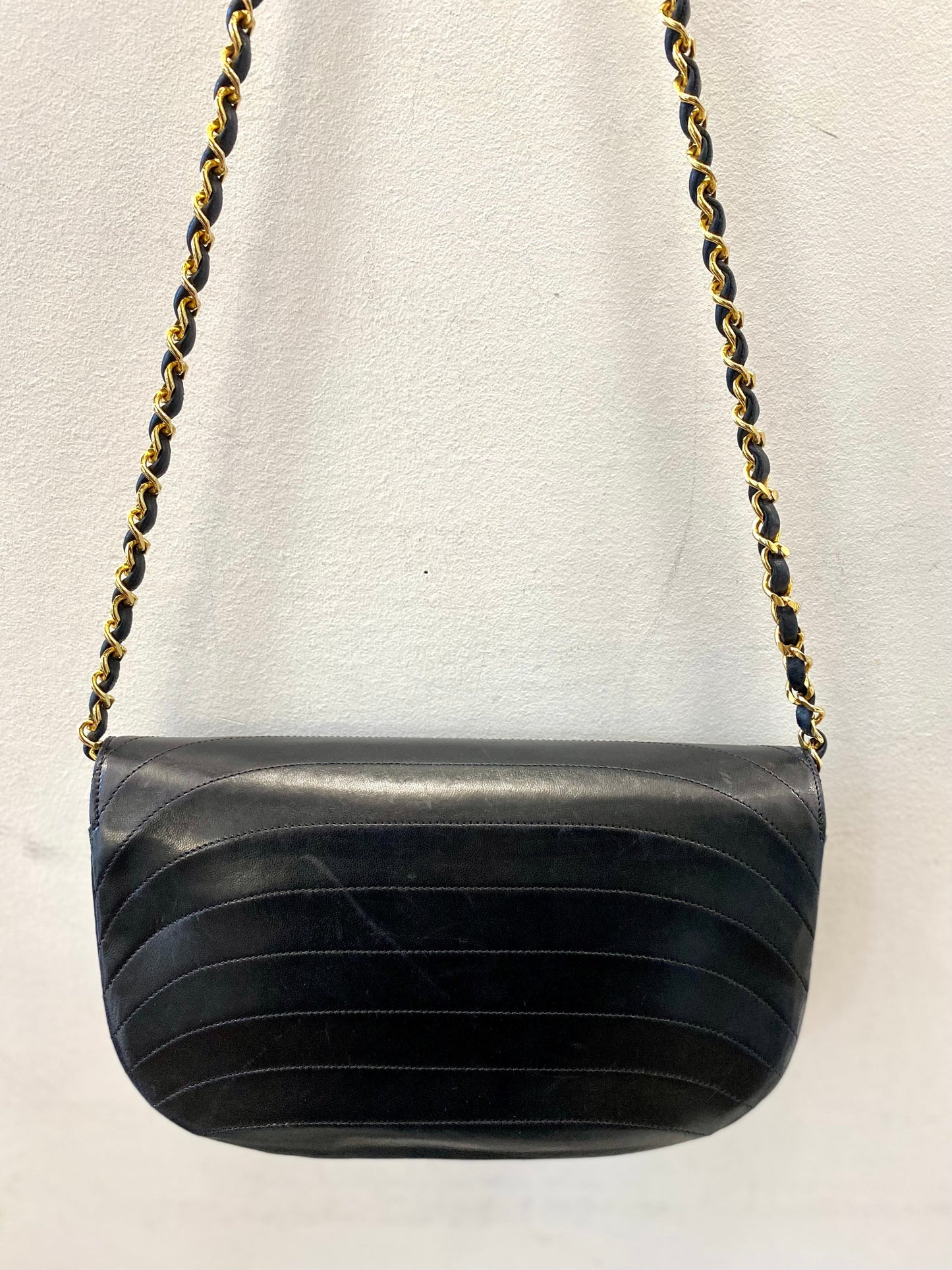 CHANEL LAMBSKIN LEATHER HALF MOON SHOULDER BAG