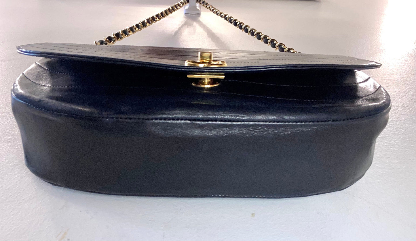 CHANEL LAMBSKIN LEATHER HALF MOON SHOULDER BAG