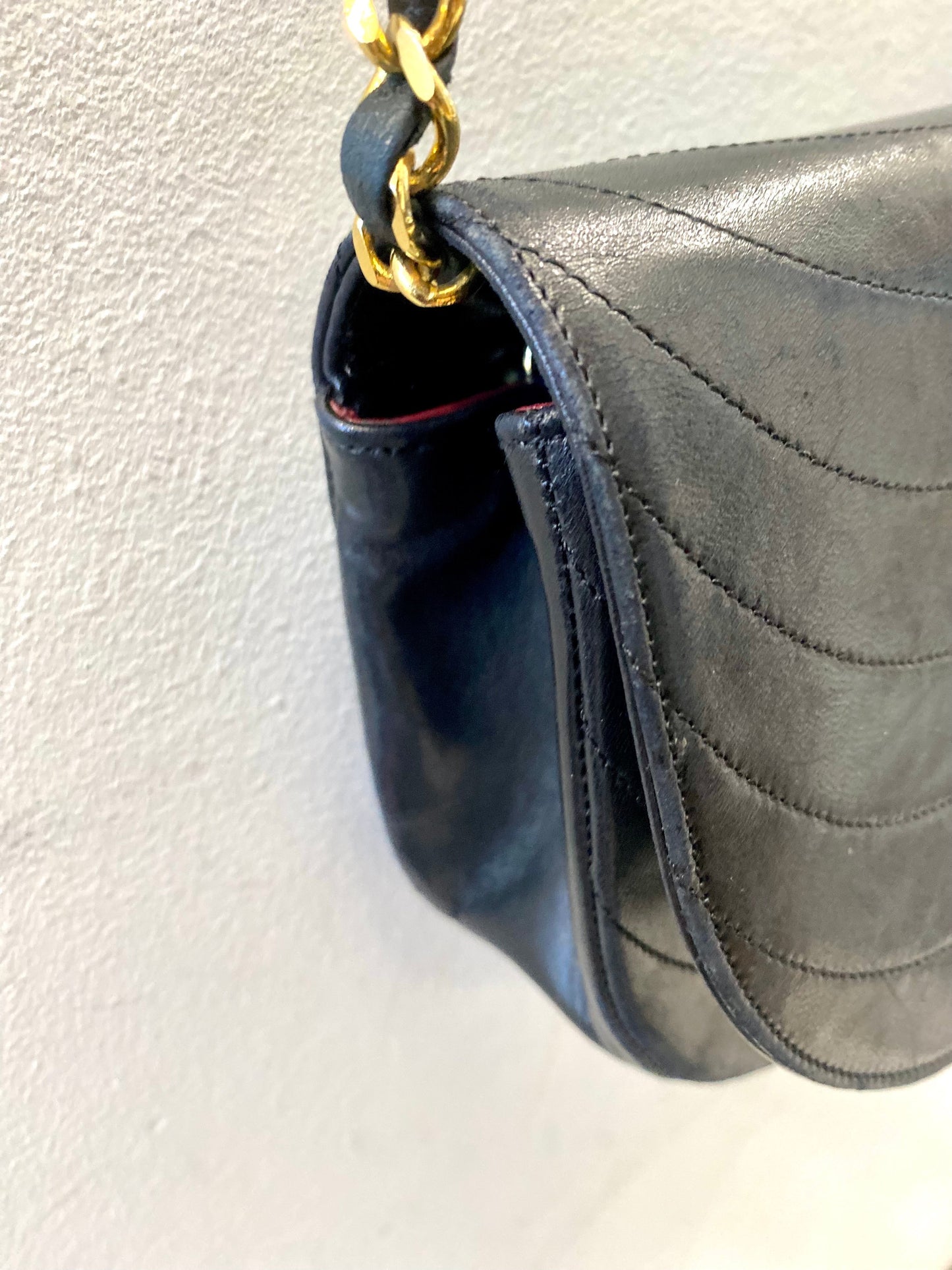 CHANEL LAMBSKIN LEATHER HALF MOON SHOULDER BAG