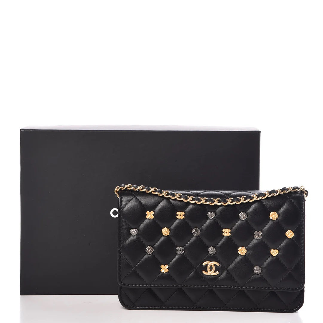 CHANEL CC TIMELESS QUILTED LAMBSKIN LUCKY CHARMS WALLET ON A CHAIN
