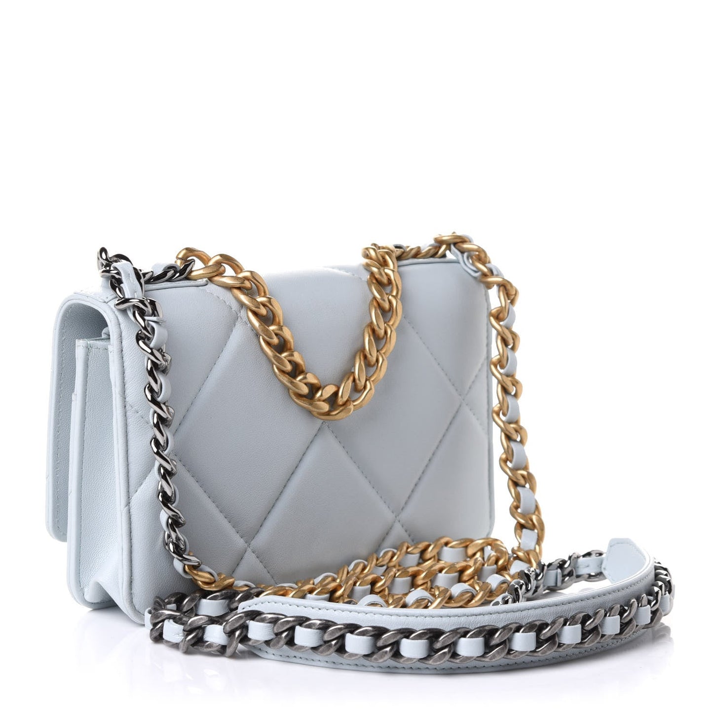 CHANEL QUILTED LAMBSKIN CHANEL 19 WALLET ON A CHAIN