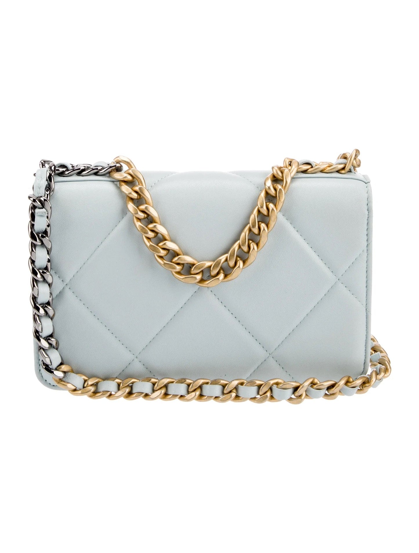 CHANEL QUILTED LAMBSKIN CHANEL 19 WALLET ON A CHAIN