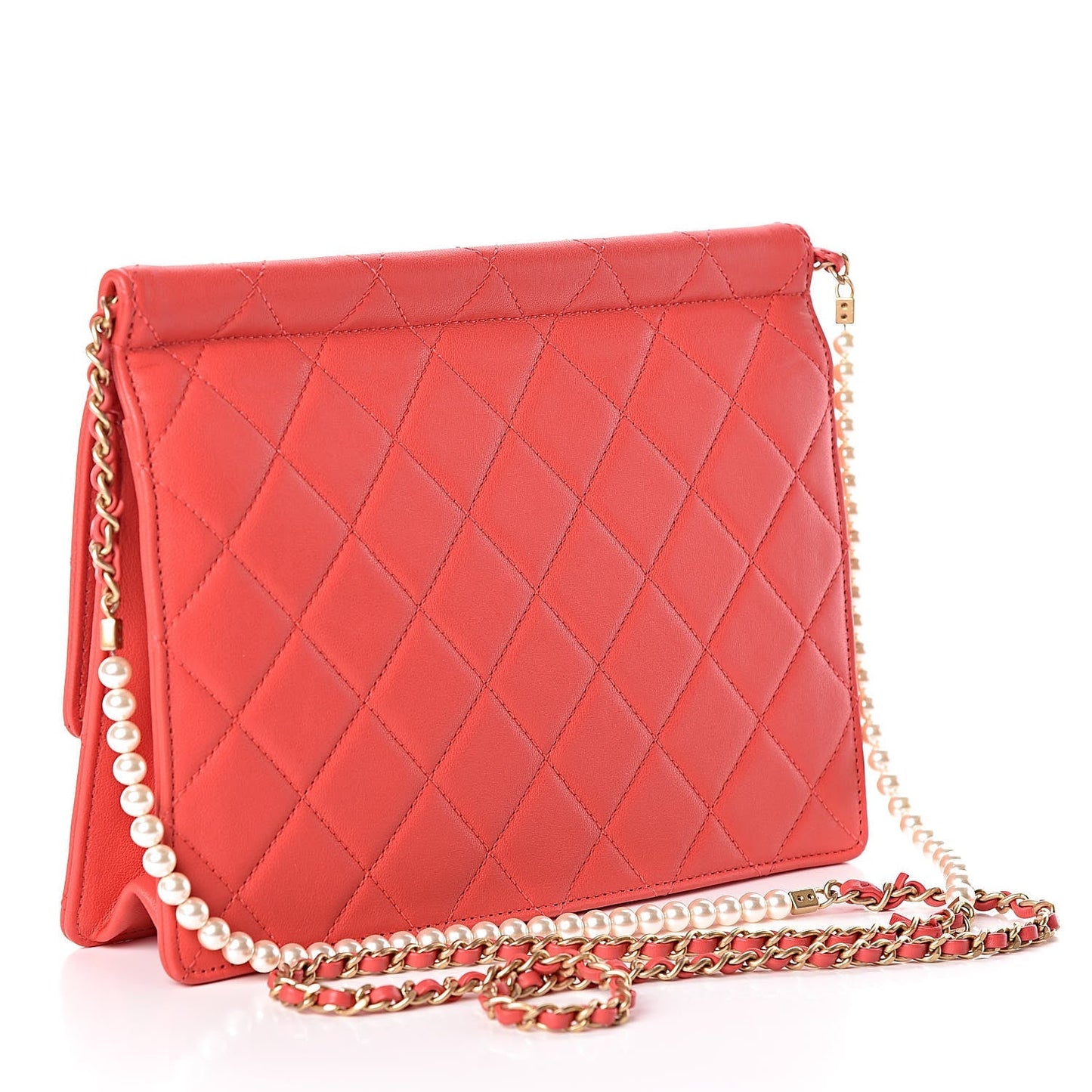 CHANEL QUILTED LAMBSKIN PEARL CHAIN MEDIUM FLAP BAG
