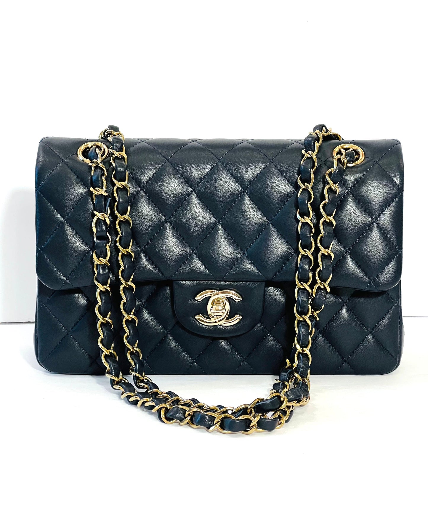 CHANEL QUILTED LAMBSKIN SMALL DOUBLE FLAP SHOULDER BAG