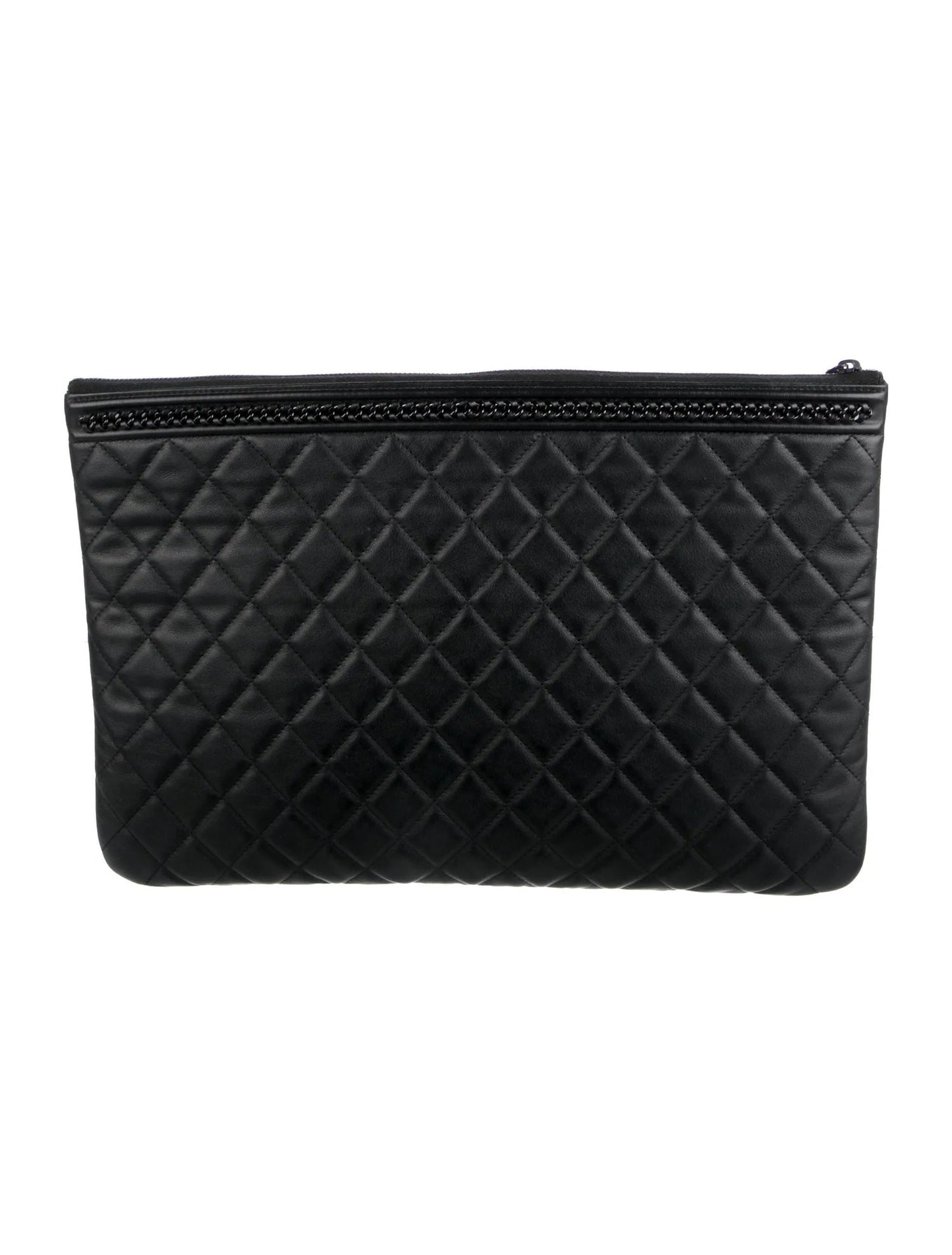 CHANEL LARGE QUILTED LAMBSKIN JACKET BOY O CLUTCH BAG