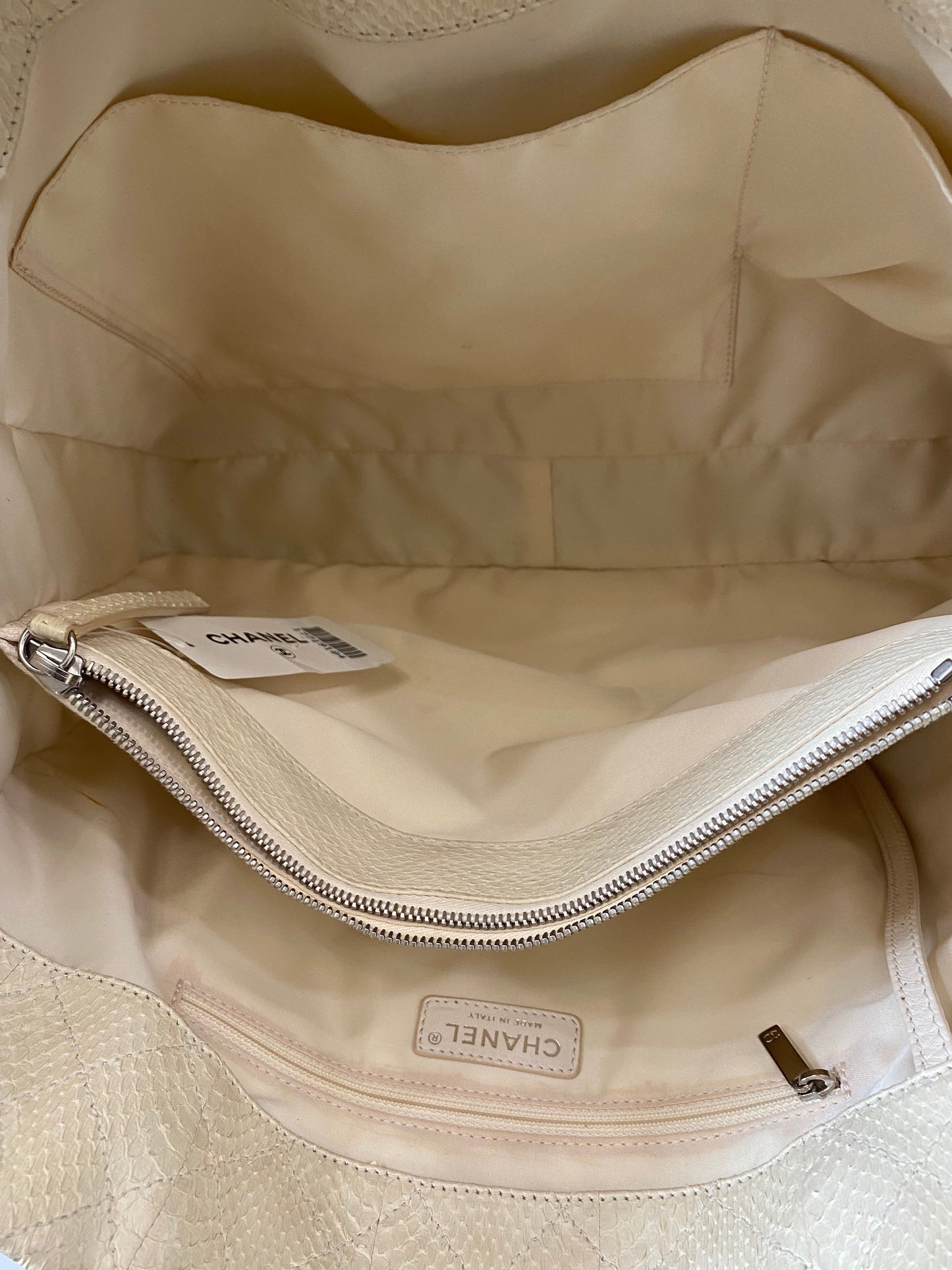 CHANEL SHIVA LEATHER SNAKESKIN LARGE TOTE BAG