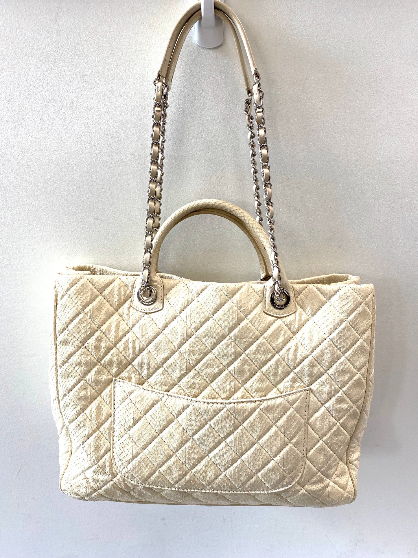 CHANEL SHIVA LEATHER SNAKESKIN LARGE TOTE BAG