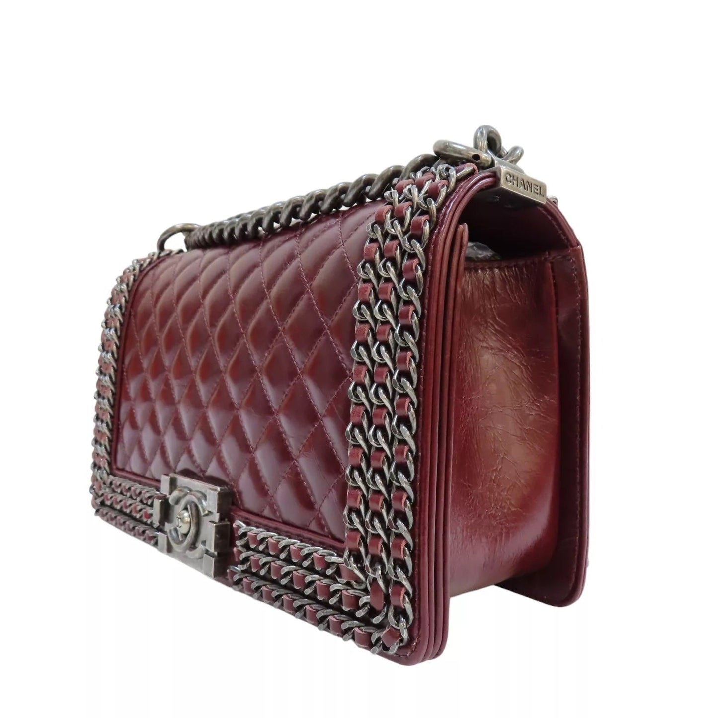CHANEL QUILTED CALFSKIN LEATHER CHAIN AROUND MAXI BOY BAG