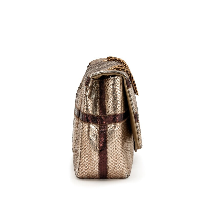 CHANEL PARIS-BOMBAY METALLIC PYTHON LARGE CLASSIC SINGLE FLAP BAG