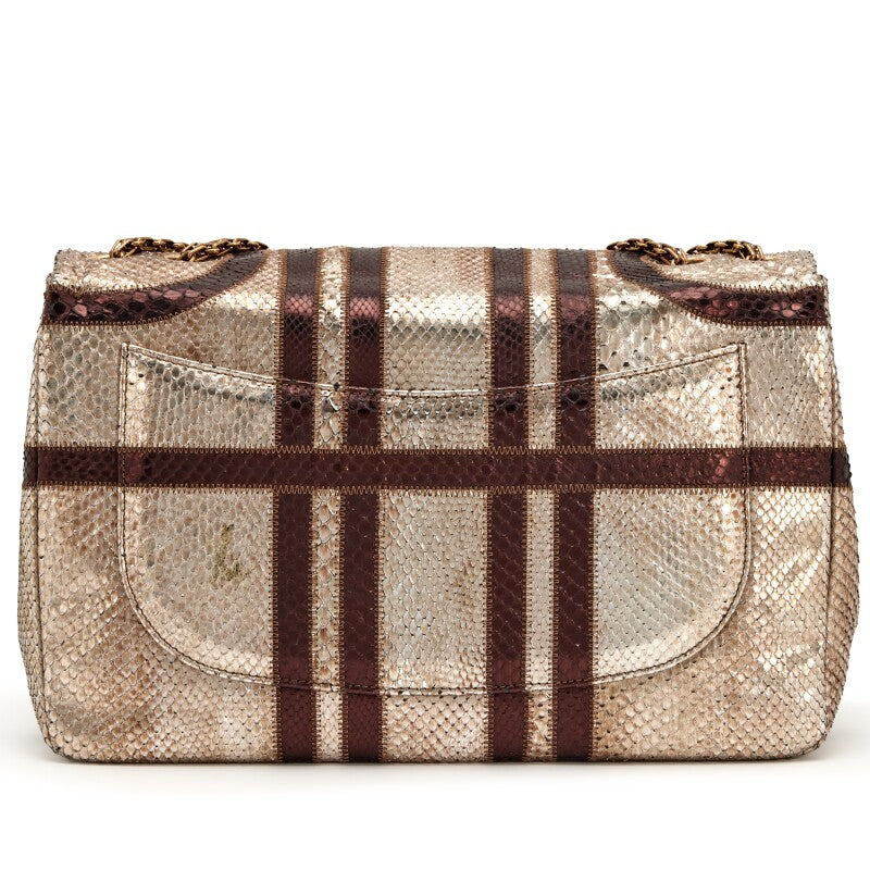 CHANEL PARIS-BOMBAY METALLIC PYTHON LARGE CLASSIC SINGLE FLAP BAG