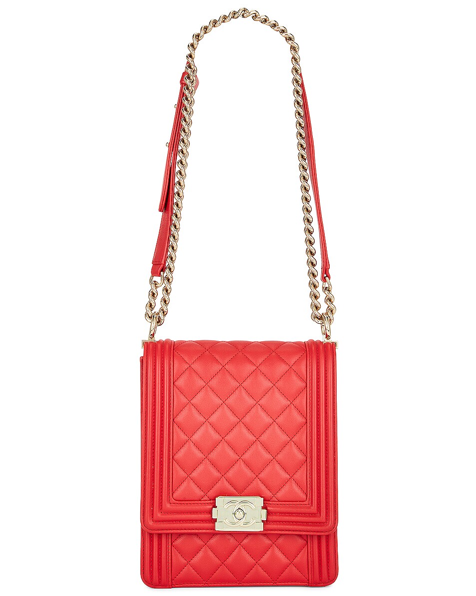 CHANEL CALFSKIN QUILTED NORTH SOUTH BOY FLAP BAG