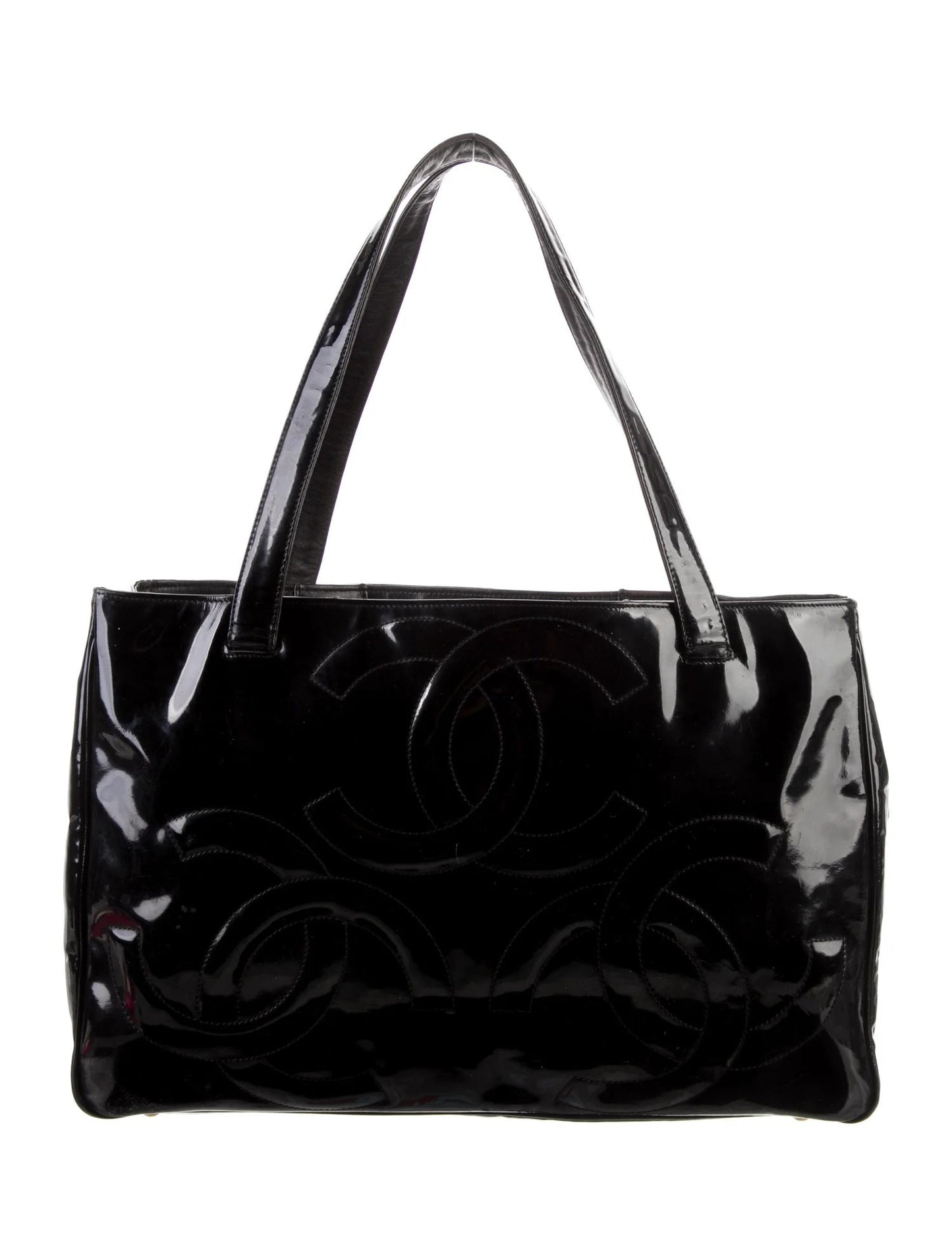 CHANEL PATENT LEATHER TRIPLE CC TOTE BAG