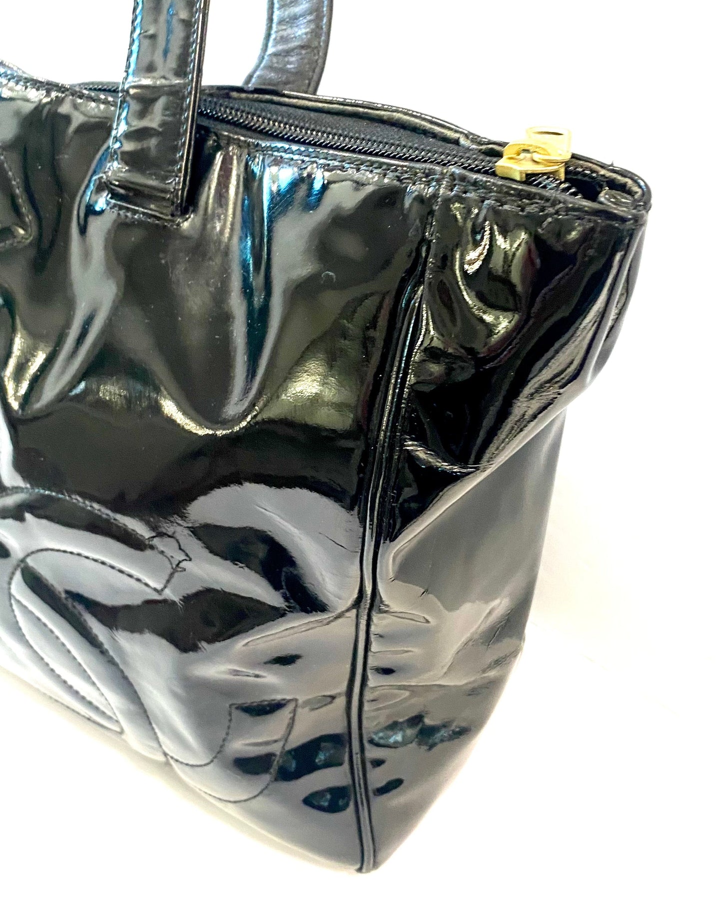 CHANEL PATENT LEATHER TRIPLE CC TOTE BAG
