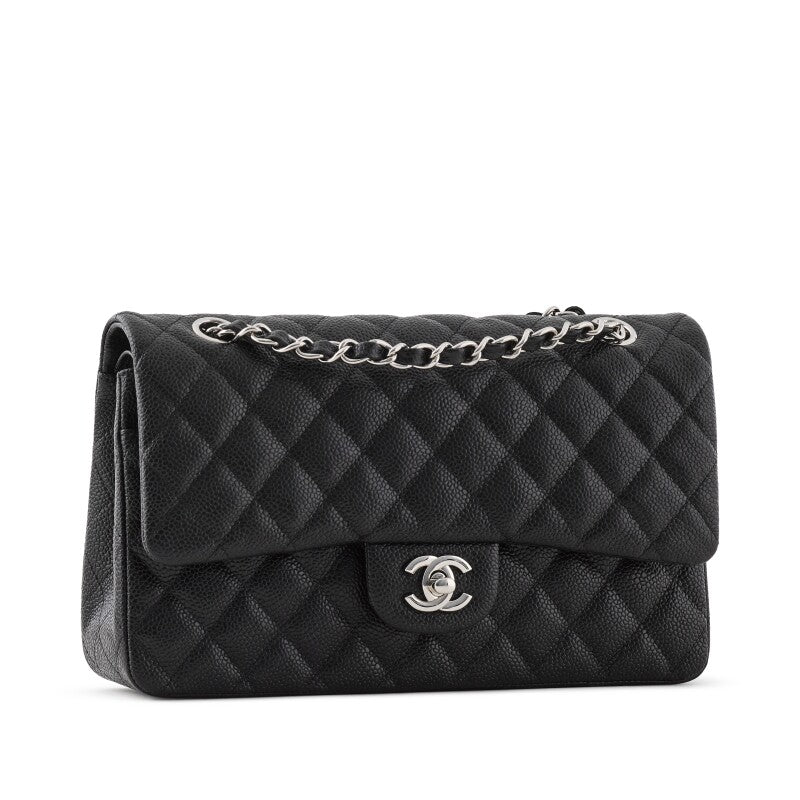 CHANEL CLASSIC QUILTED CAVIAR LEATHER DOUBLE FLAP BAG