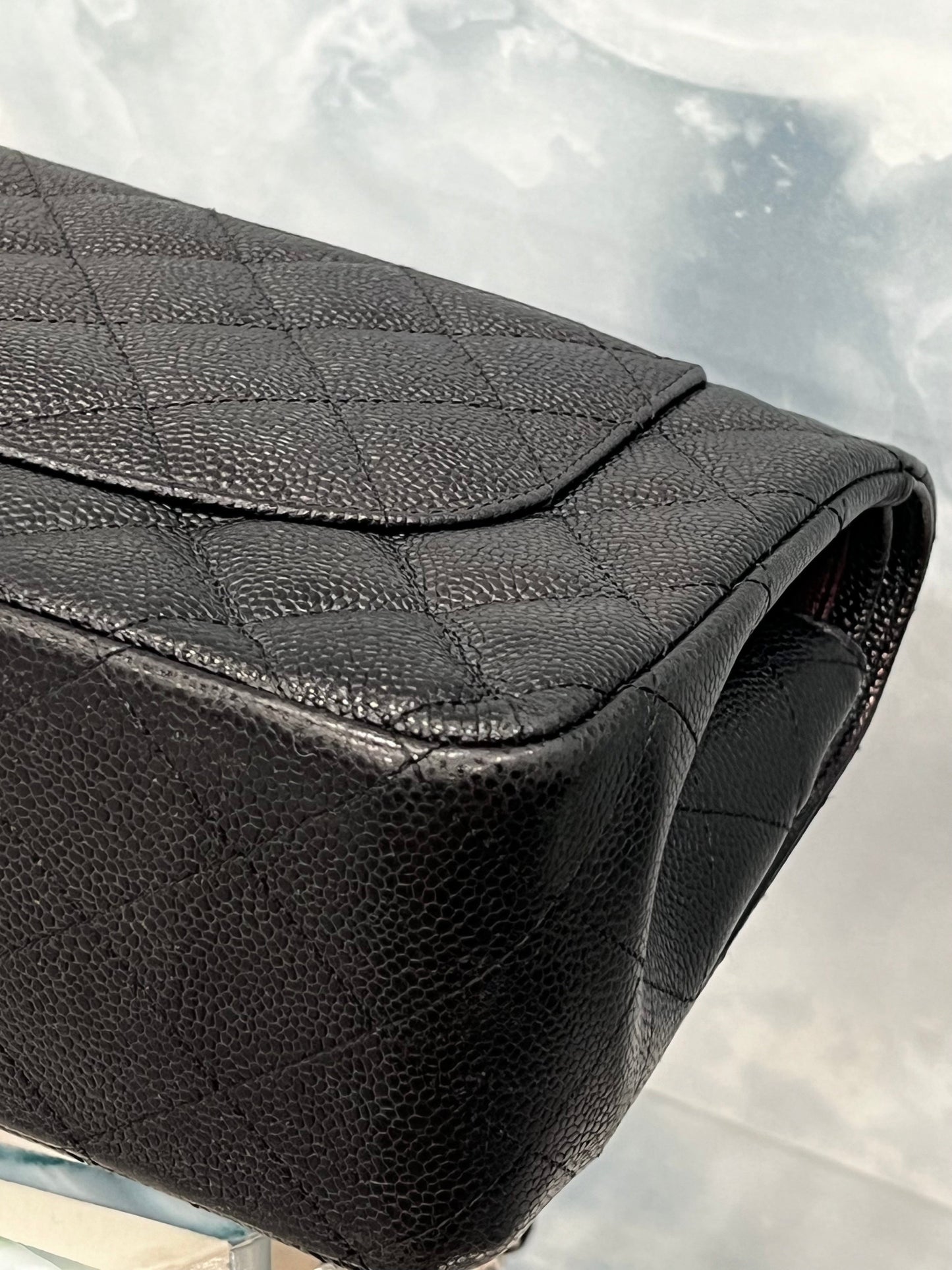 CHANEL CLASSIC QUILTED CAVIAR LEATHER DOUBLE FLAP BAG