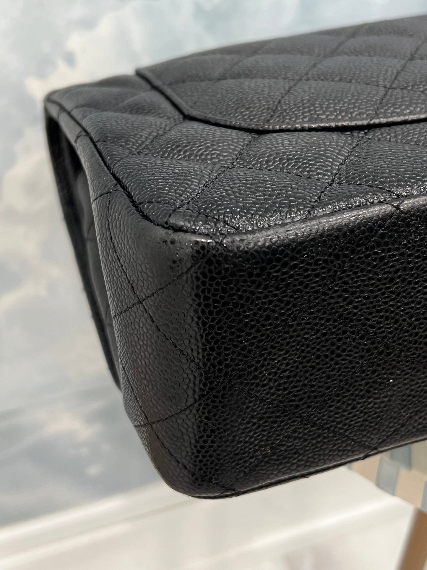 CHANEL CLASSIC QUILTED CAVIAR LEATHER DOUBLE FLAP BAG
