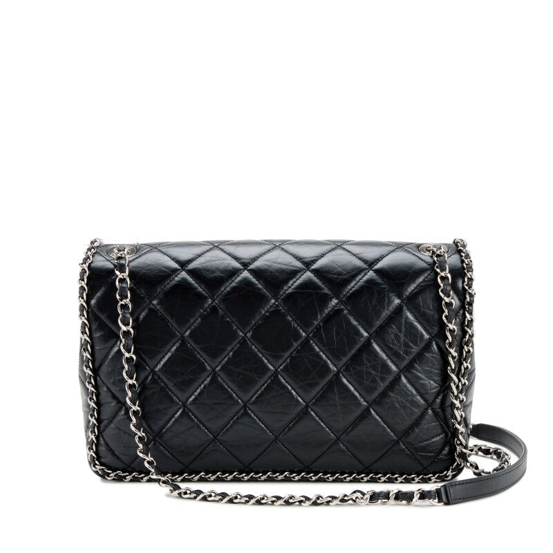 CHANEL QUILTED CRUMPLED LAMBSKIN RUNNING CHAIN FLAP JUMBO BAG