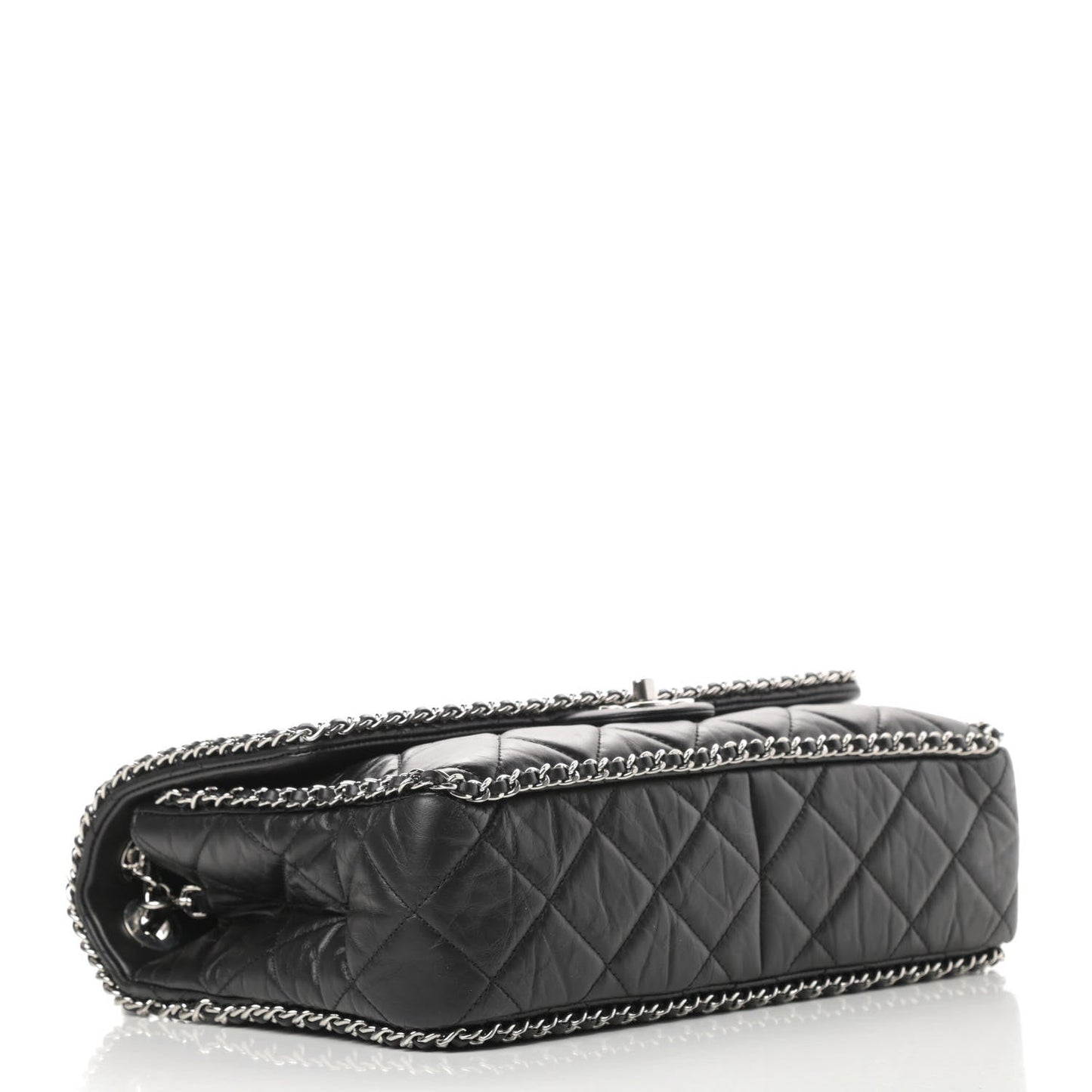 CHANEL QUILTED CRUMPLED LAMBSKIN RUNNING CHAIN FLAP JUMBO BAG
