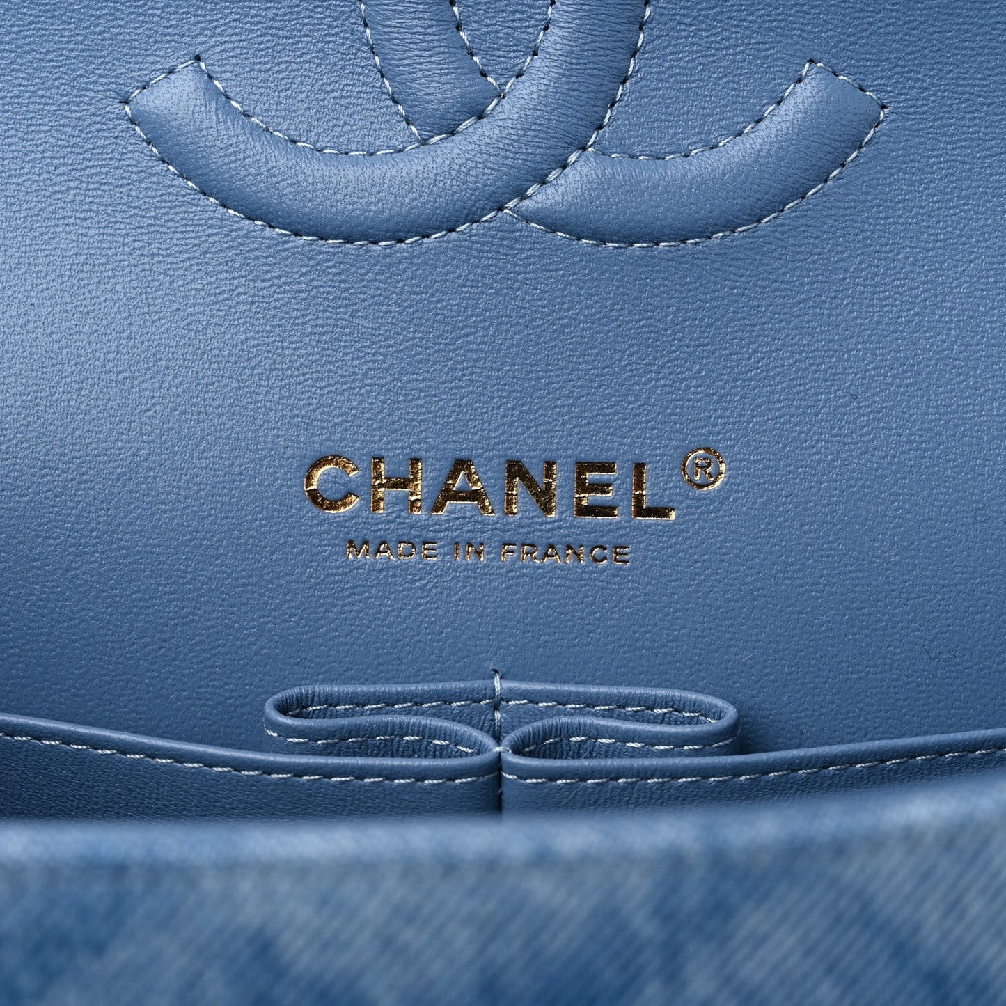 CHANEL QUILTED DENIM MEDIUM CLASSIC DOUBLE FLAP BAG