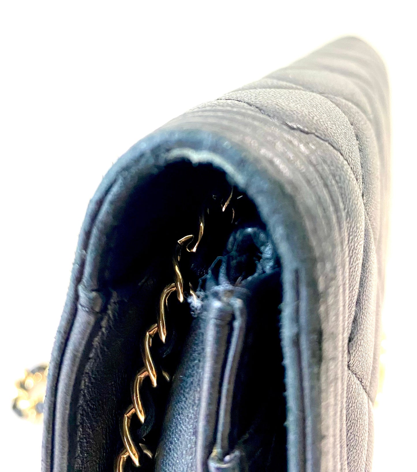 CHANEL QUILTED LAMBSKIN BOY WALLET ON CHAIN