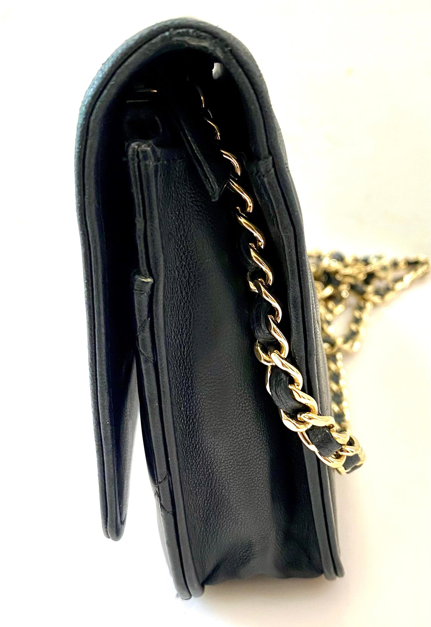 CHANEL QUILTED LAMBSKIN BOY WALLET ON CHAIN