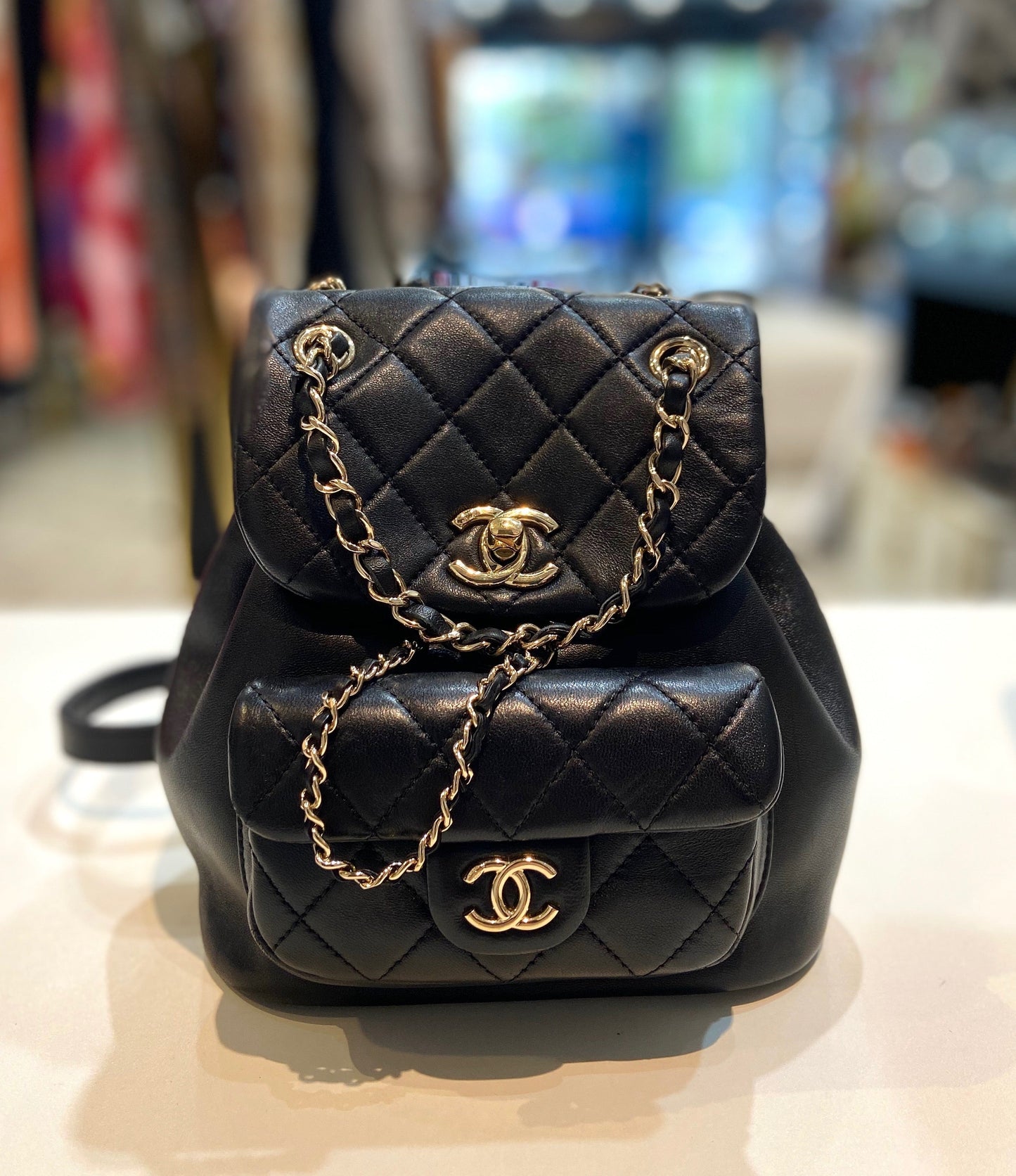 CHANEL CC QUILTED LAMBSKIN MINI DUMA BACKPACK