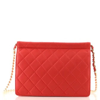 CHANEL QUILTED LAMBSKIN PEARL CHAIN MEDIUM FLAP BAG