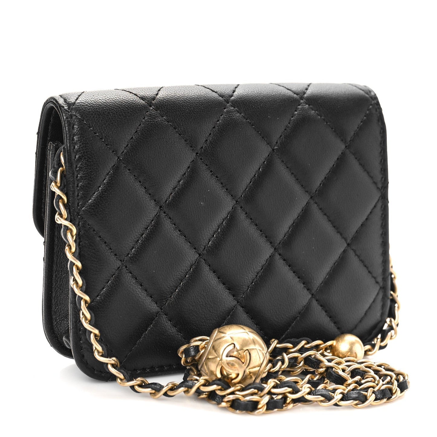 CHANEL QUILTED LAMBSKIN PEARL CRUSH CLUTCH WITH CHAIN