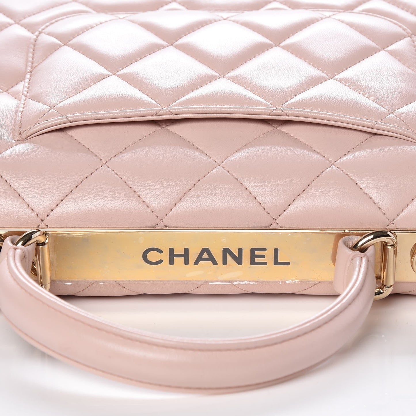 CHANEL QUILTED LAMBSKIN SMALL TRENDY CC HANDLE FLAP BAG PALE PINK