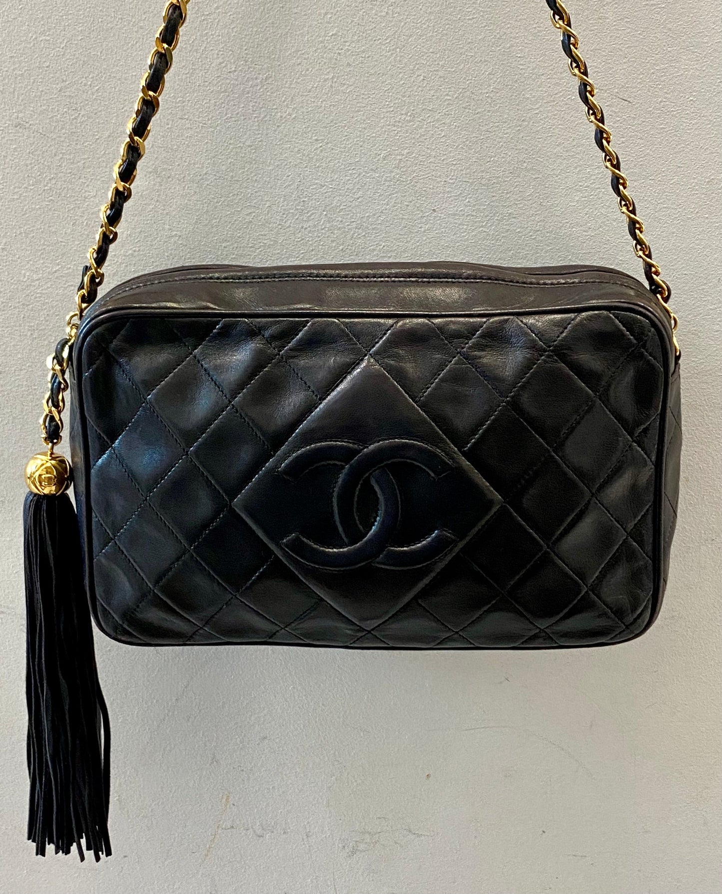 CHANEL TIMELESS QUILTED LAMBSKIN SMALL TASSEL CAMERA BAG