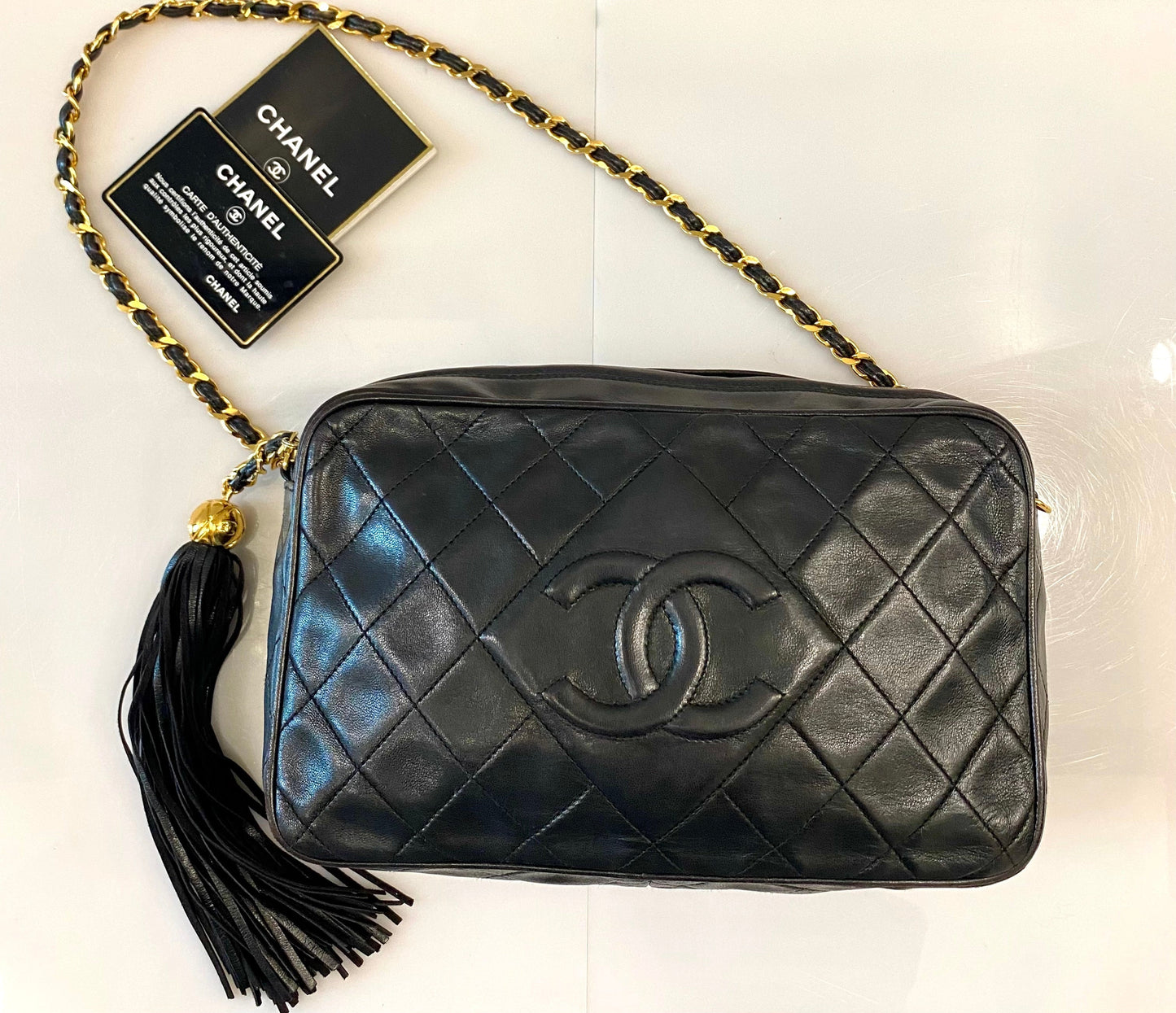 CHANEL TIMELESS QUILTED LAMBSKIN SMALL TASSEL CAMERA BAG
