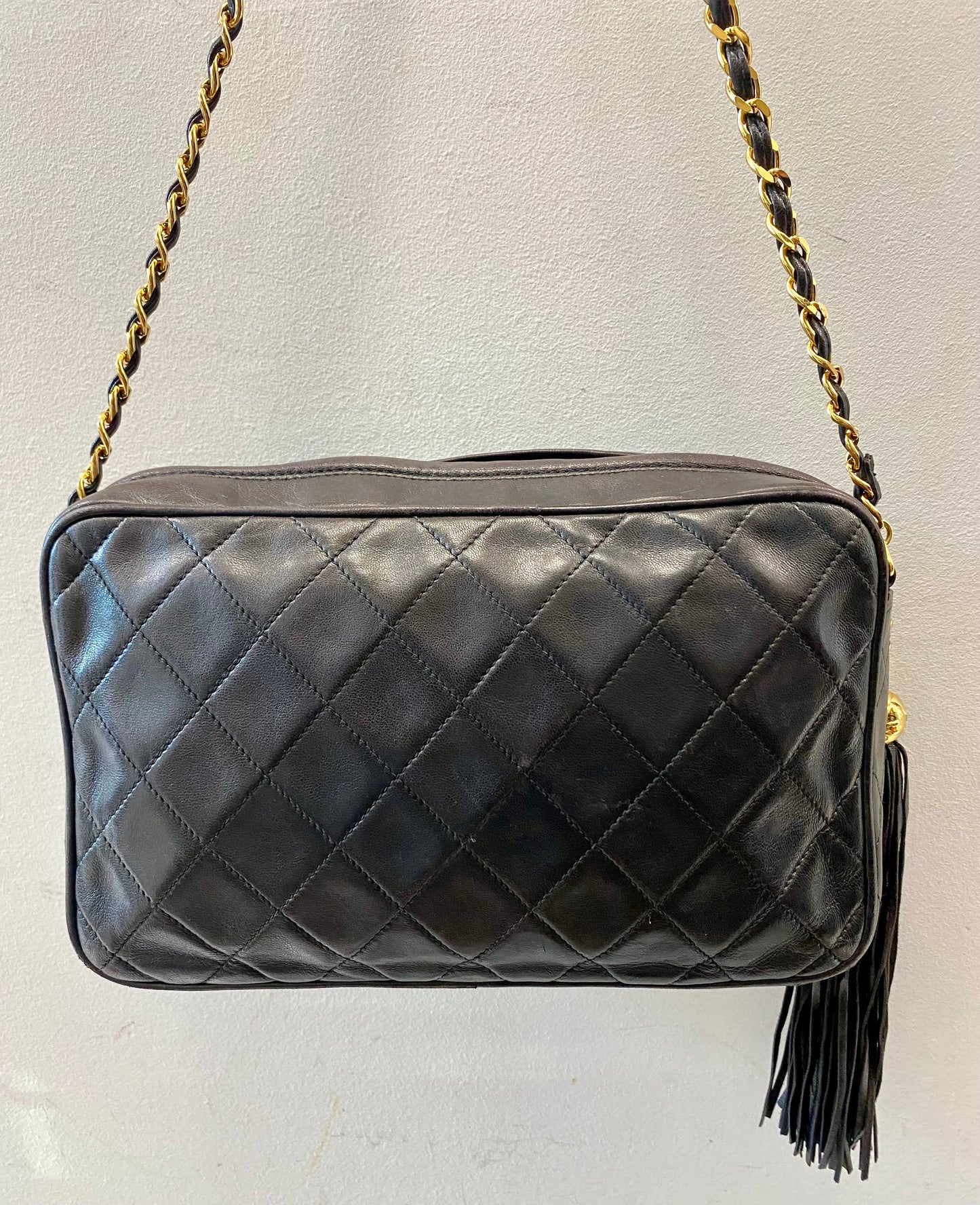 CHANEL TIMELESS QUILTED LAMBSKIN SMALL TASSEL CAMERA BAG
