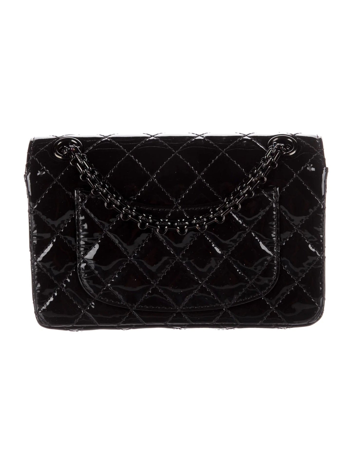 CHANEL QUILTED PATENT LEATHER REISSUE SO BLACK MINI FLAP BAG