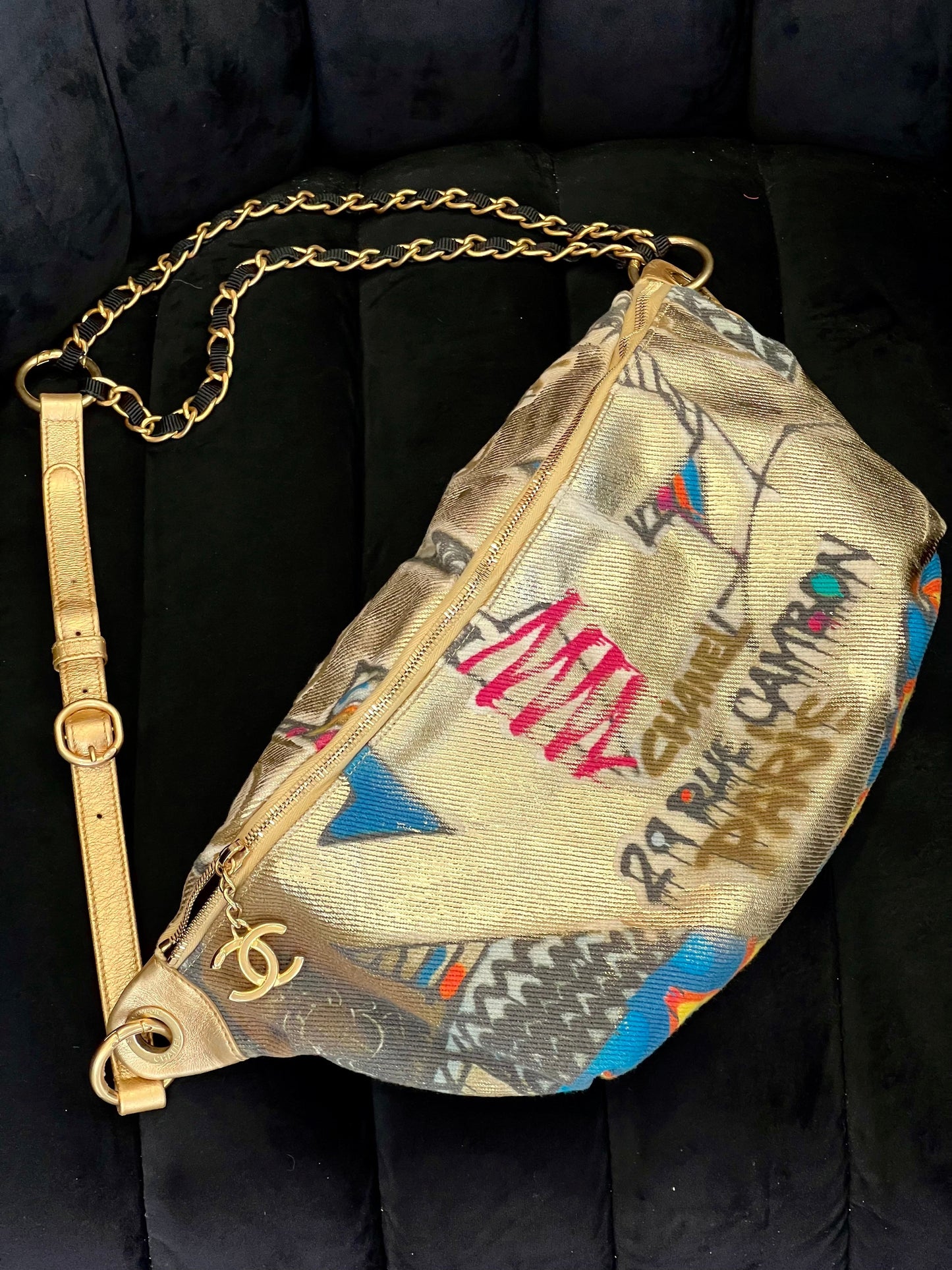 CHANEL RUE CAMBON GRAFFITI PRINTED BELT BAG