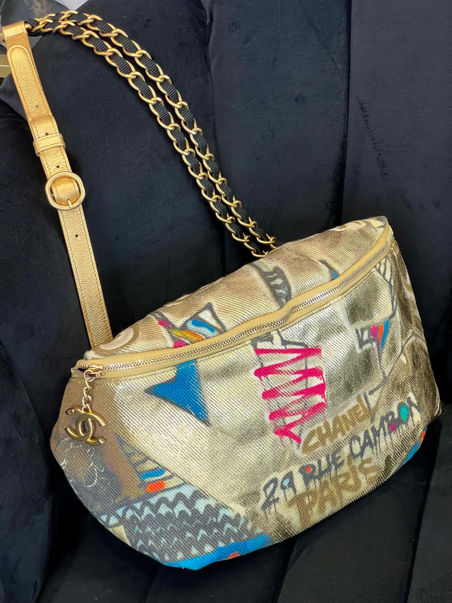 CHANEL RUE CAMBON GRAFFITI PRINTED BELT BAG