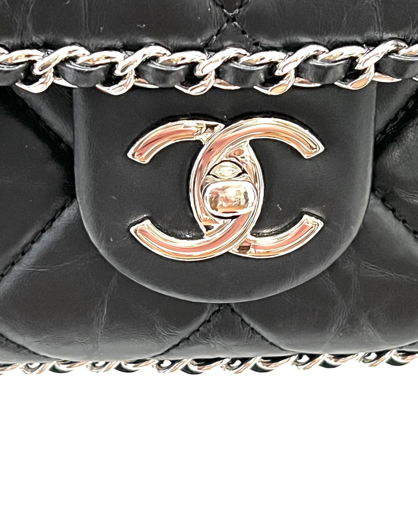 CHANEL QUILTED CRUMPLED LAMBSKIN RUNNING CHAIN FLAP JUMBO BAG