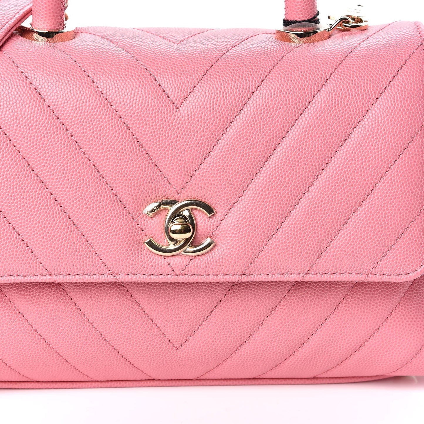 CHANEL CAVIAR CHEVRON QUILTED SMALL COCO HANDLE FLAP BAG